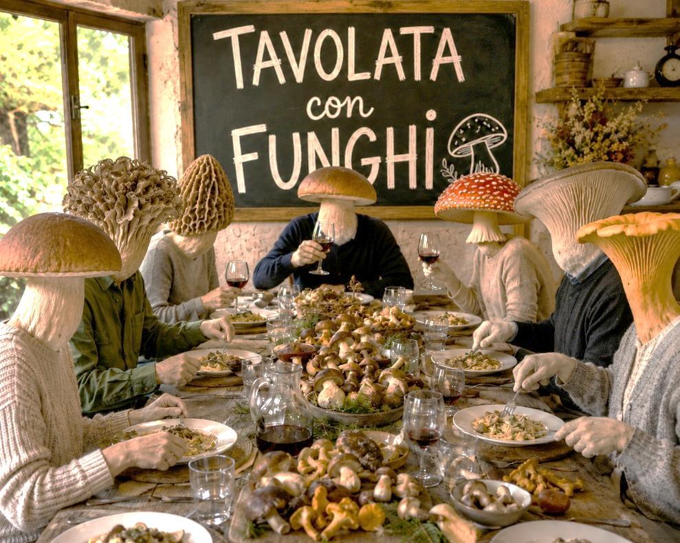 Tavolata con funghi